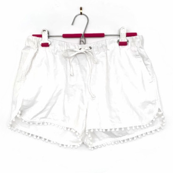 J. Crew Pants - J. Crew white shorts with pom poms